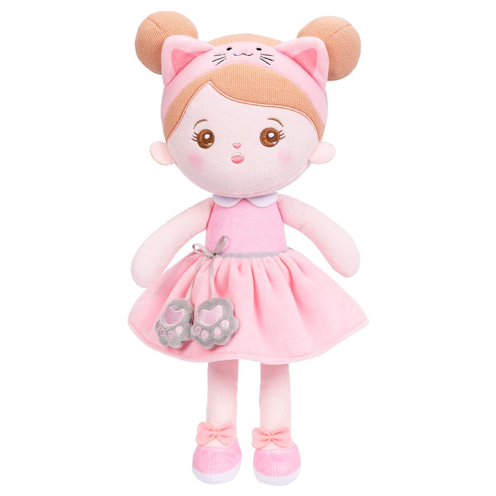 OUOZZZ Personalisierte Plüschpuppen mit Offenen Augen aus Rosa Katze