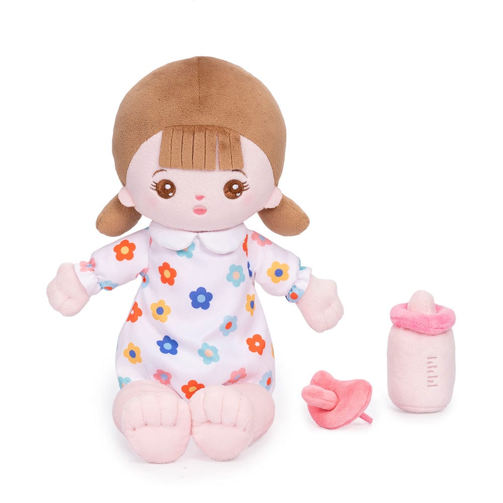OUOZZZ Klein Weiße Personalisierte Plüschpuppen mit Offenen Augen in Sitzender Position