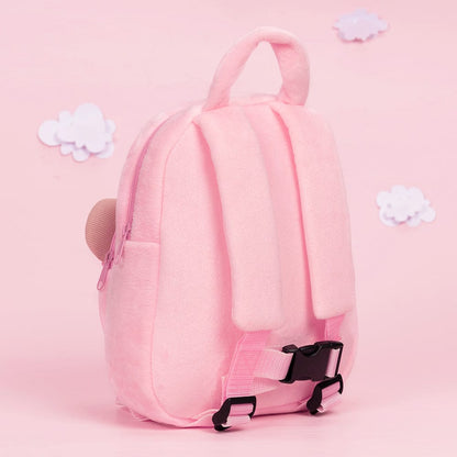 OUOZZZ Personalisierter Plüschrucksack Rosa mit Blaue Offenen Augen