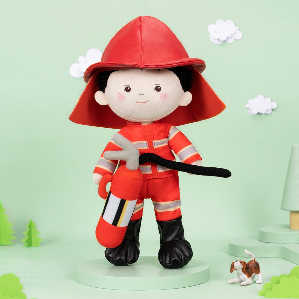OUOZZZ Personalisierte Feuerwehr Plüschpuppe für Jungen