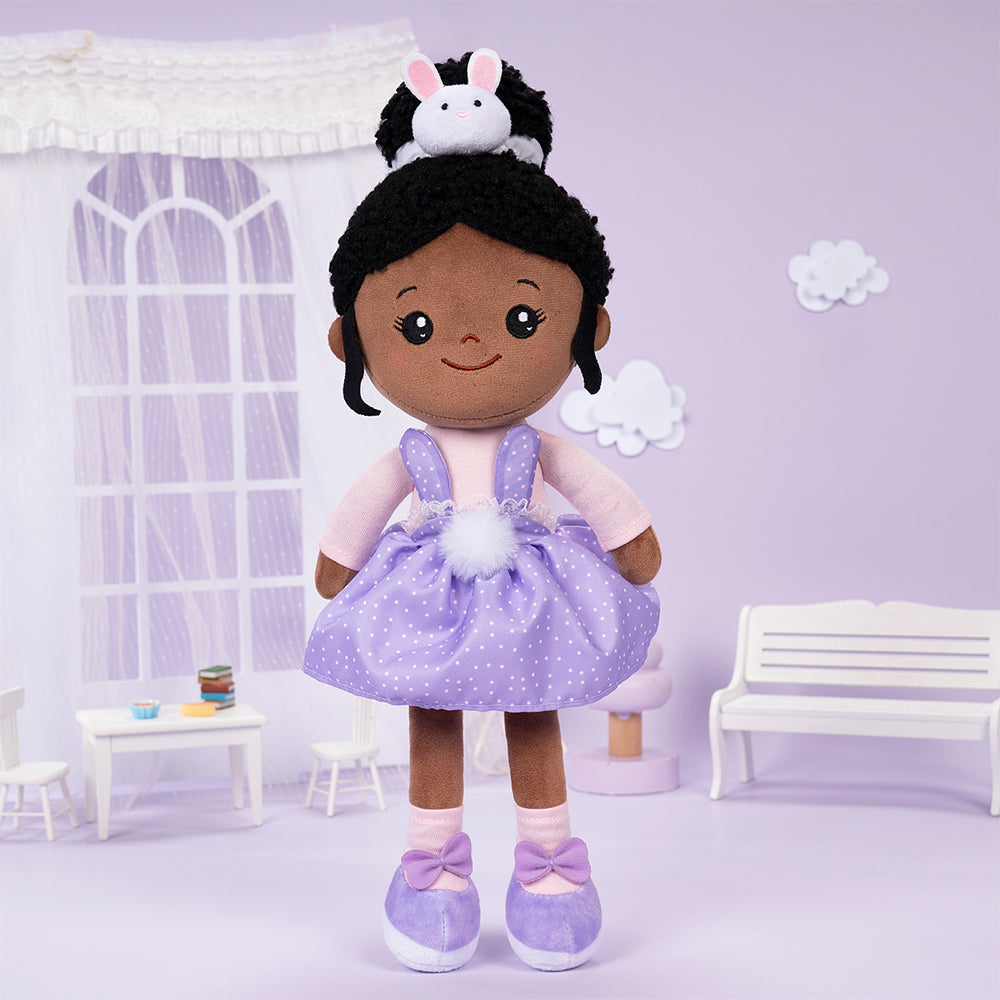 Tiefen Teint Personalisierte Plüschpuppen im Lila Häschen-Outfit