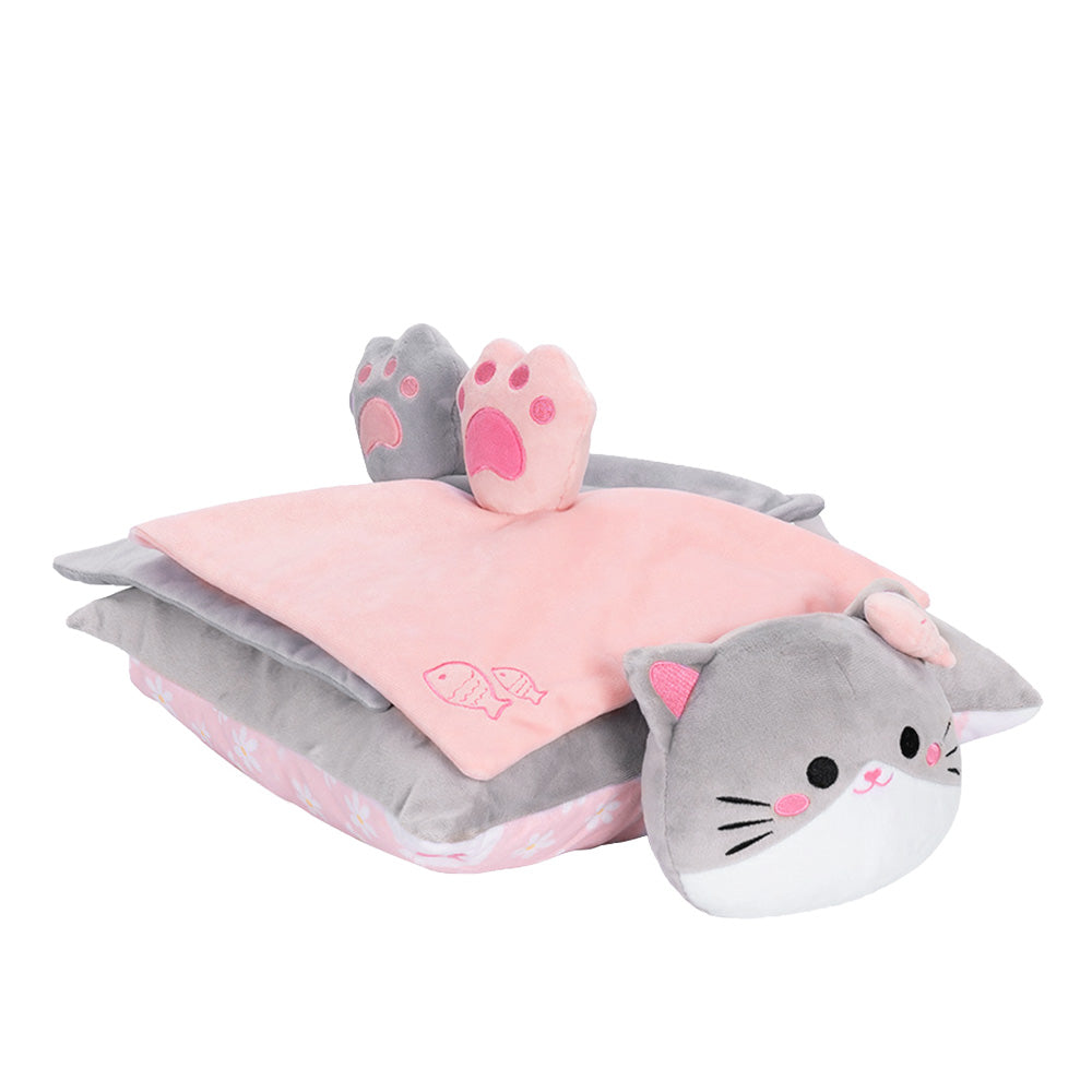 Personalisierte Plüsch-Katzenpuppe & Kissen & Beruhigendes Handtuch Geschenkset