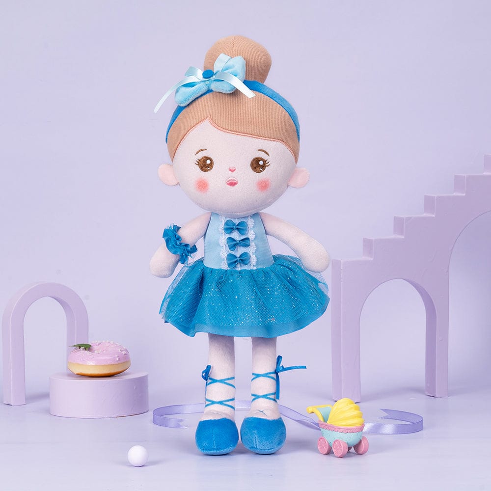 Puppenia Personalisierte Plüschpuppen mit Offenen Augen im Blauen Ballettrock