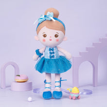 Laden Sie das Bild in den Galerie-Viewer, Puppenia Personalisierte Plüschpuppen mit Offenen Augen im Blauen Ballettrock