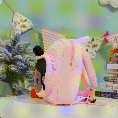 Tiefen Teint Personalisierter Plüschrucksack Rosa mit Offenen Augen