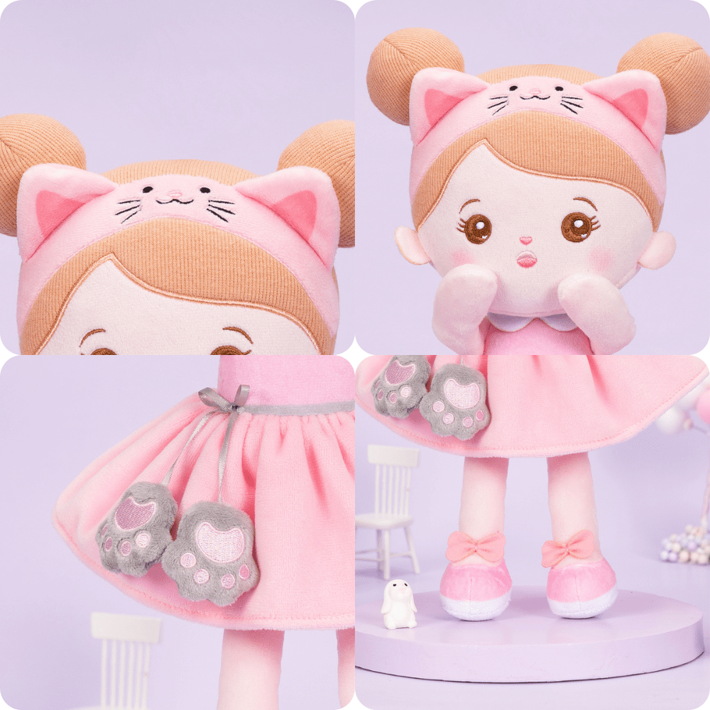 OUOZZZ Personalisierte rosa Katze Plüsch Mädchen Puppe & Katze Tierpuppe
