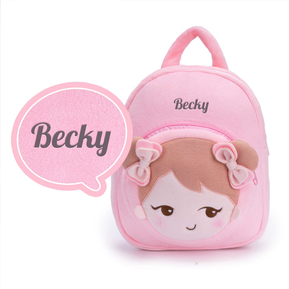 OUOZZZ Personalisierter rosa Plüsch-Kinderrucksack mit verspieltem Ausdruck Rucksack