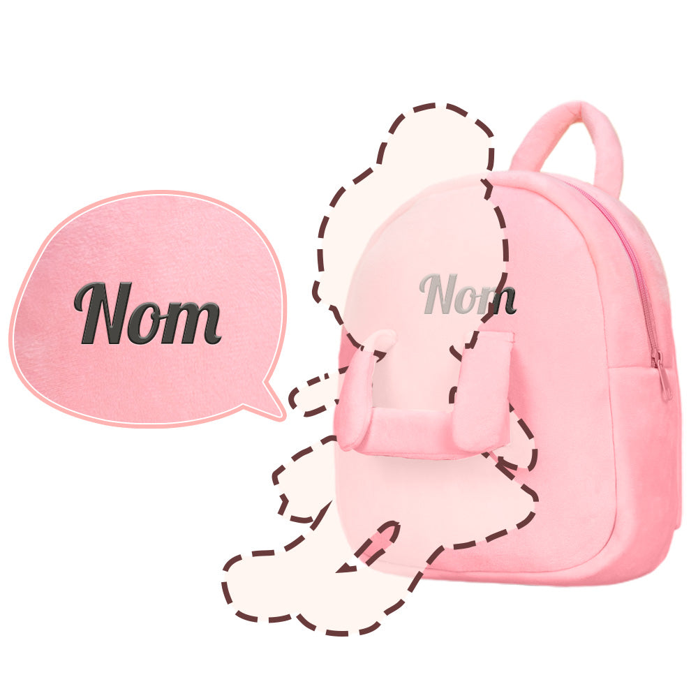 Niedliche Persönlichkeit Plüschrucksack rosa tragbare Puppe (Puppe nicht im Lieferumfang enthalten)