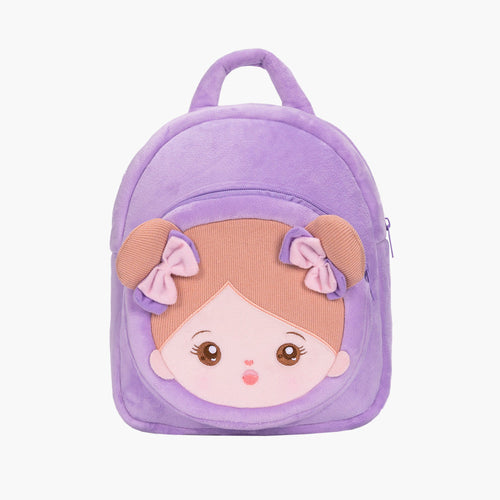 Personalisierter Plüschrucksack Lila mit Offenen Augen