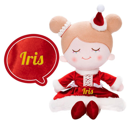 OUOZZZ Personalisierte Plüschpuppe mit Regenbogenwimpern im Rotes Weihnachtskleid Weihnachtsmädchen🤶