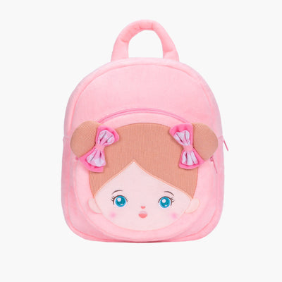 Personalisierter Plüschrucksack Rosa mit Blaue Offenen Augen