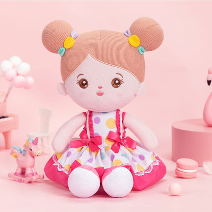 OUOZZZ Personalisierte Plüschpuppen mit Offenen Augen im Rosa Schleifenrock