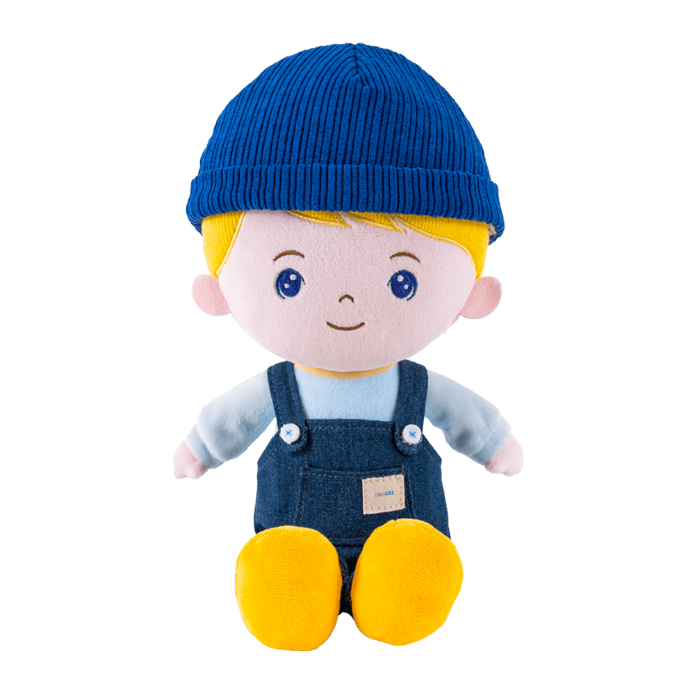 OUOZZZ Personalisierte Plüschpuppe für Jungen mit Blonde und Blaue Augen