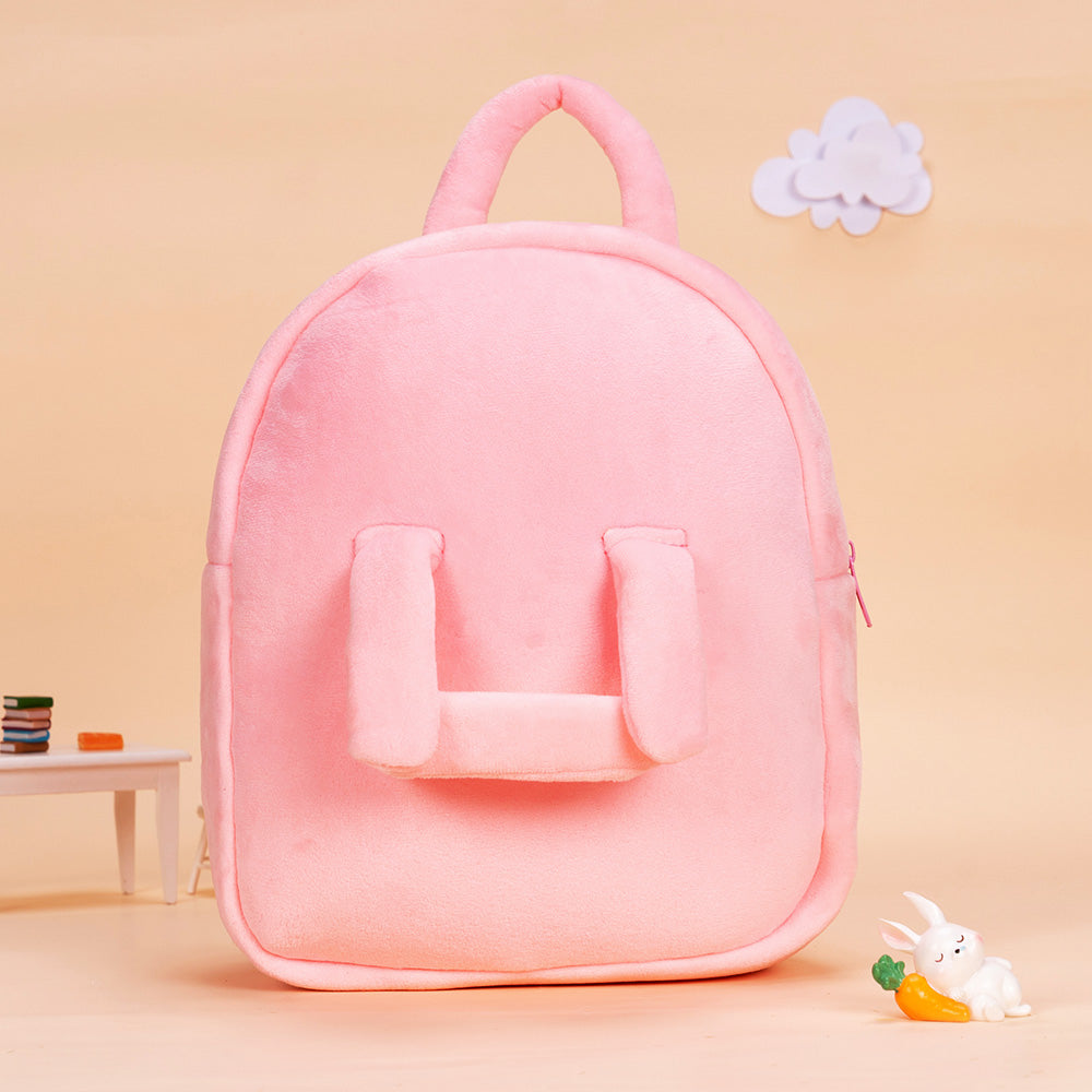 Rosa Plüschrucksack mit Puppenträger