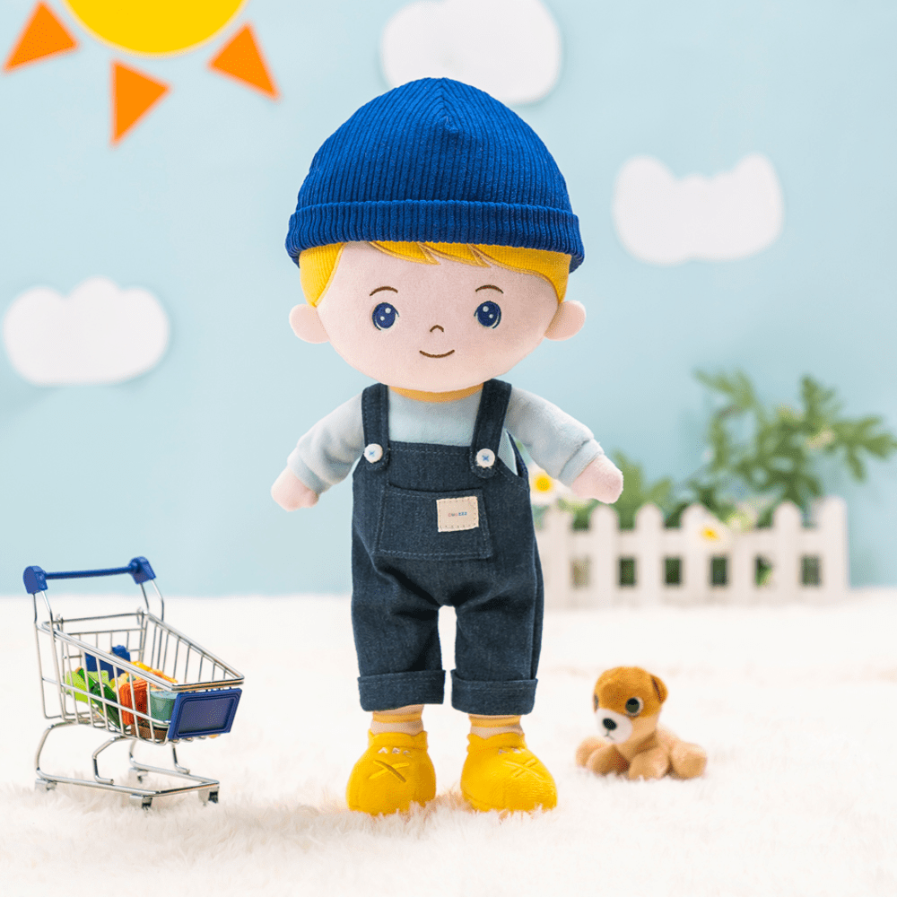 OUOZZZ Personalisierte Plüschpuppe für Jungen mit Blonde und Blaue Augen