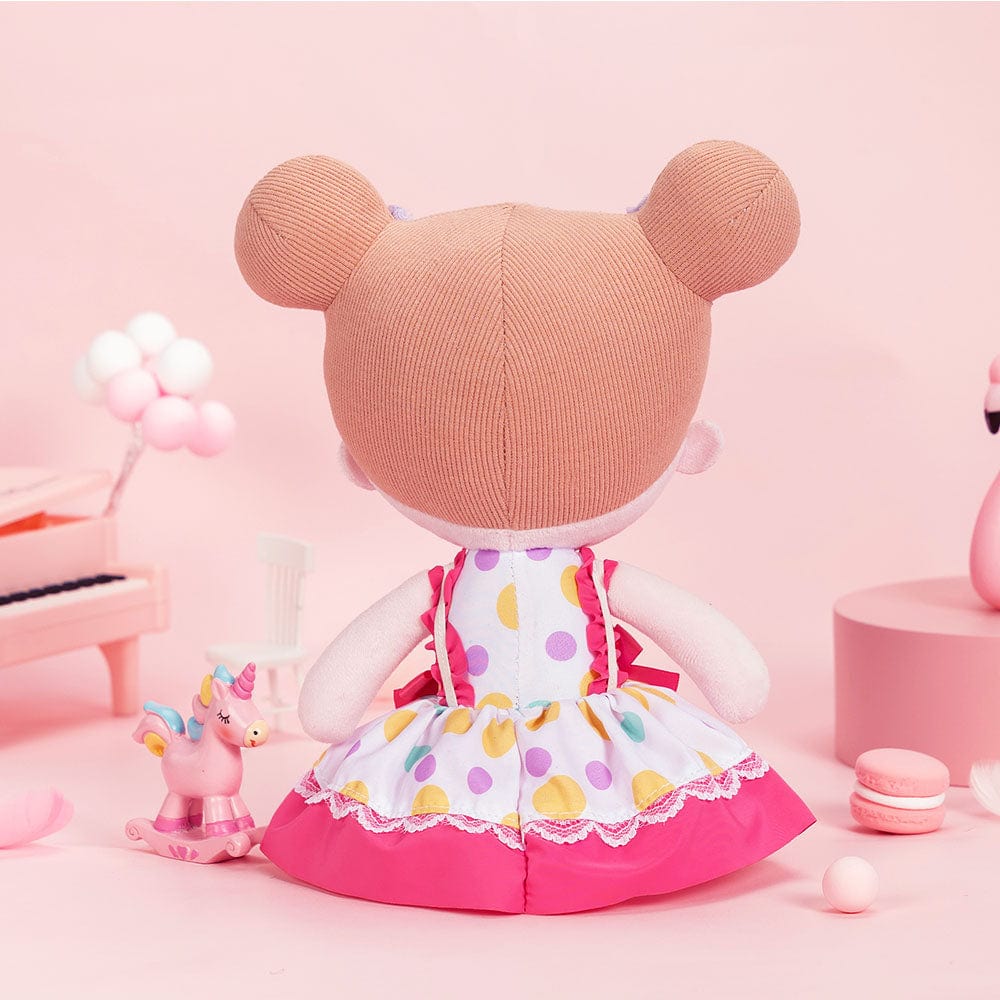OUOZZZ Personalisierte Plüschpuppen mit Offenen Augen im Rosa Schleifenrock