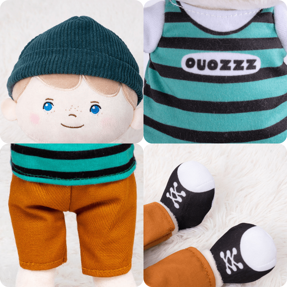 OUOZZZ Personalisierte Plüschpuppe für Jungen mit Blauen Augen und Sommersprossen