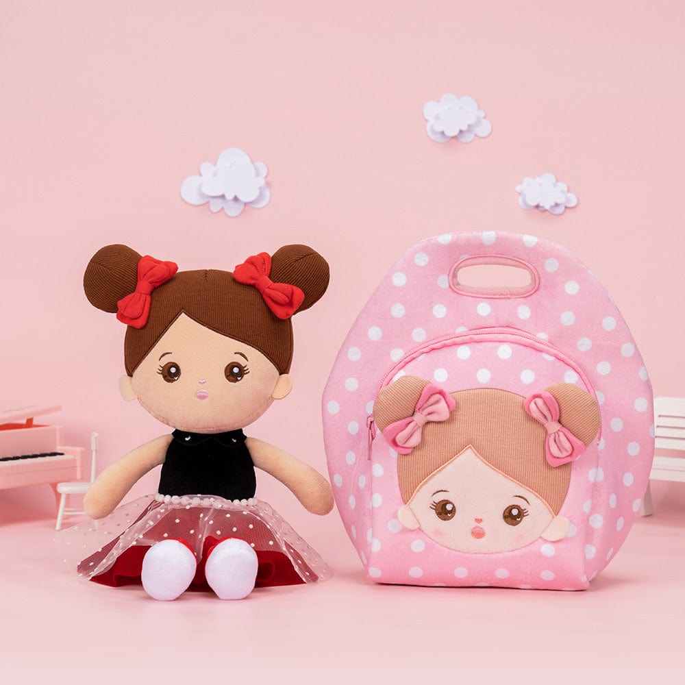 OUOZZZ Personalisierte Plüschpuppen mit Offenen Augen im Braune Haut Mit Lunchpaket🍱