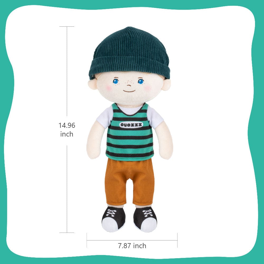 OUOZZZ Personalisierte Plüschpuppe für Jungen mit Blauen Augen und Sommersprossen