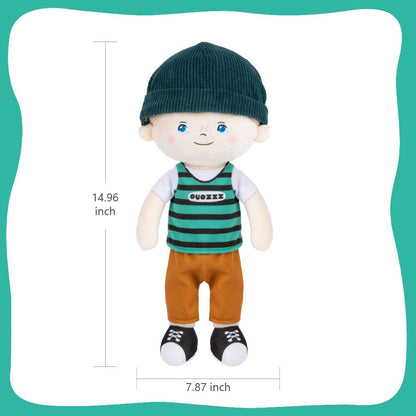 OUOZZZ Personalisierte Plüschpuppe für Jungen mit Blauen Augen und Sommersprossen