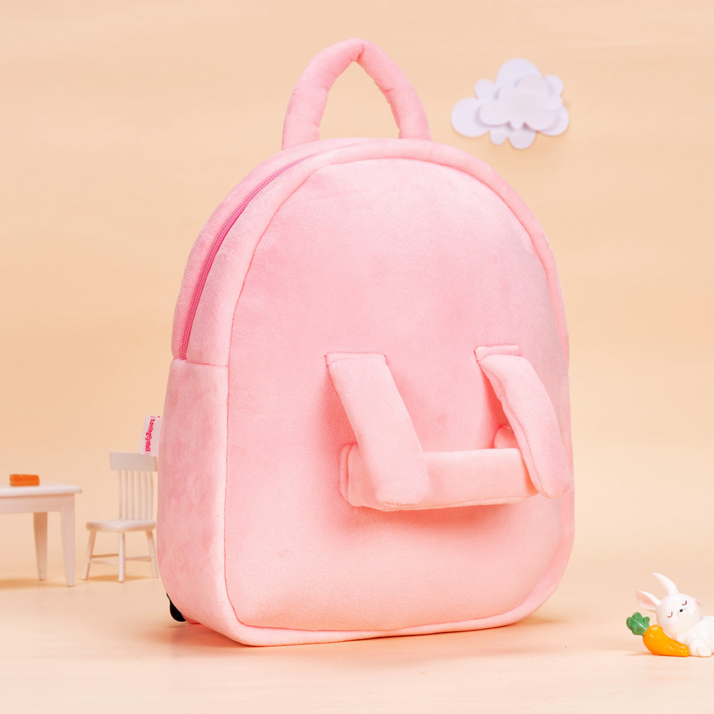 Rosa Plüschrucksack mit Puppenträger