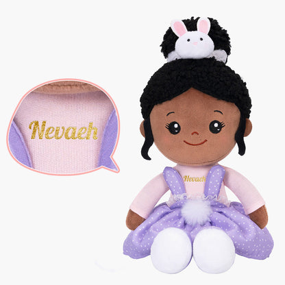 Tiefen Teint Personalisierte Plüschpuppen im Lila Häschen-Outfit