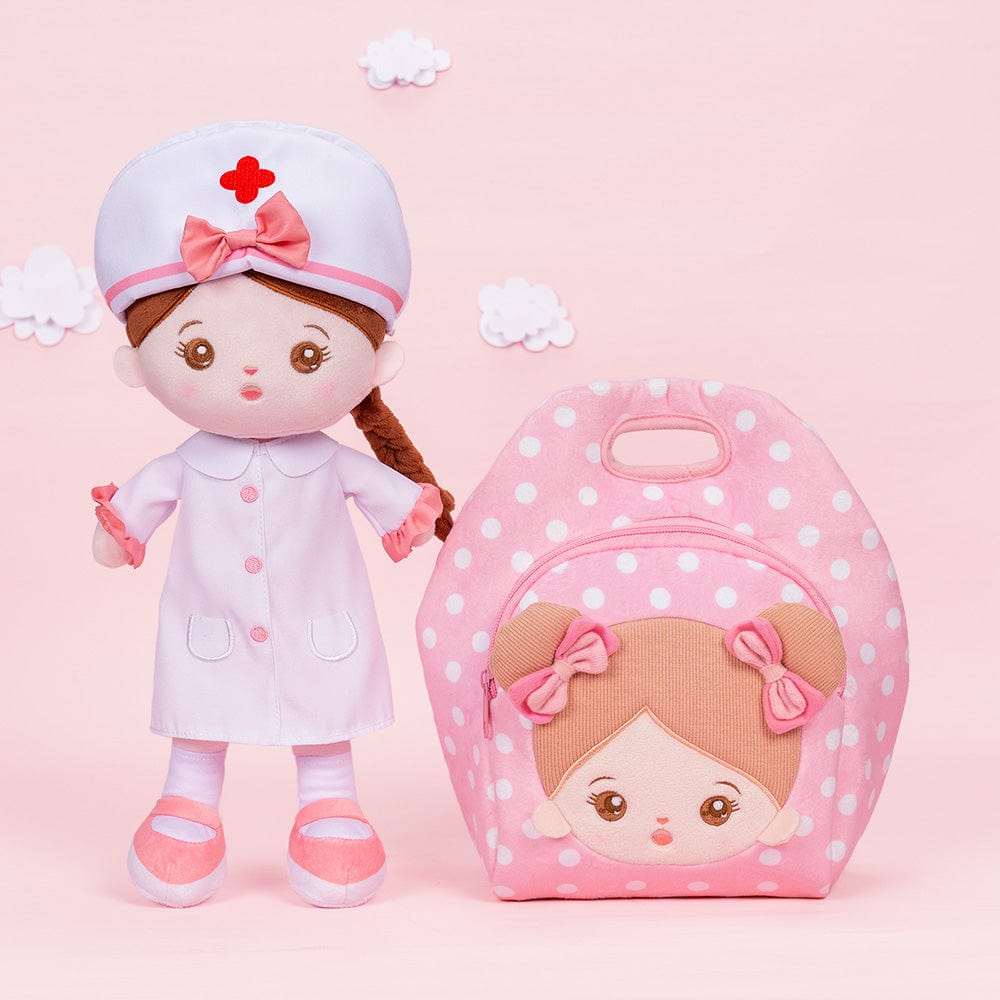 OUOZZZ Personalisierte Plüschpuppen mit Offenen Augen der Krankenschwester Mit Lunchpaket🍱