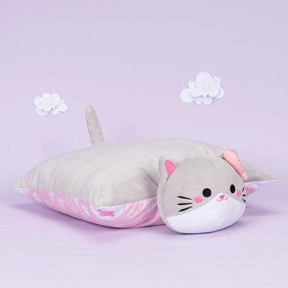 Personalisierte Plüsch-Katzenpuppe & Kissen & Beruhigendes Handtuch Geschenkset