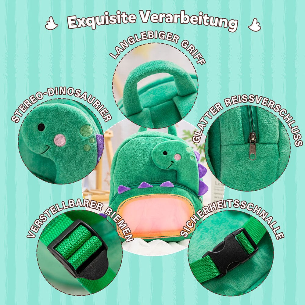 OUOZZZ Personalisierter Plüschrucksack Grüner Dinosaurier