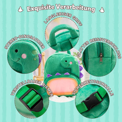 OUOZZZ Personalisierter Plüschrucksack Grüner Dinosaurier