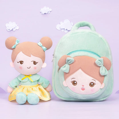 Personalizedoll Personalized Green Plush Baby Backpack With Green Becky