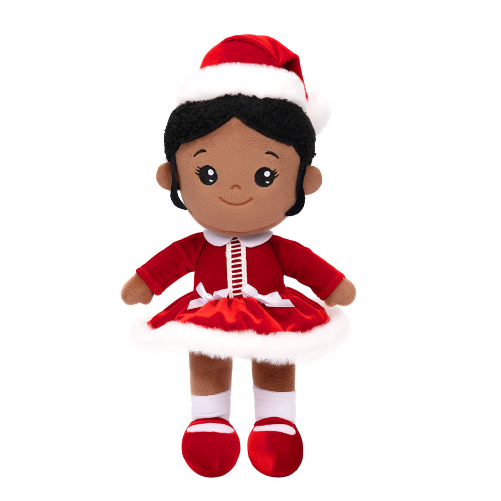 Tiefen Teint Personalisierte Plüschpuppen im Rotes Weihnachtsoutfit