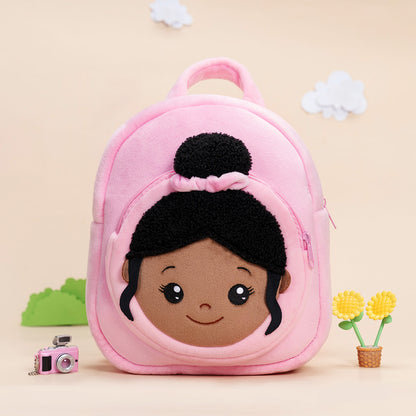 Tiefen Teint Personalisierter Plüschrucksack Rosa mit Offenen Augen