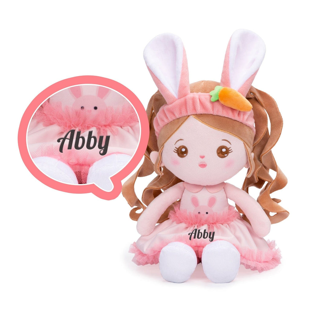 Personalizedoll Personalized Bunny Plush Baby Girl Doll with Rabbit Animal Doll & Felt Gift Box