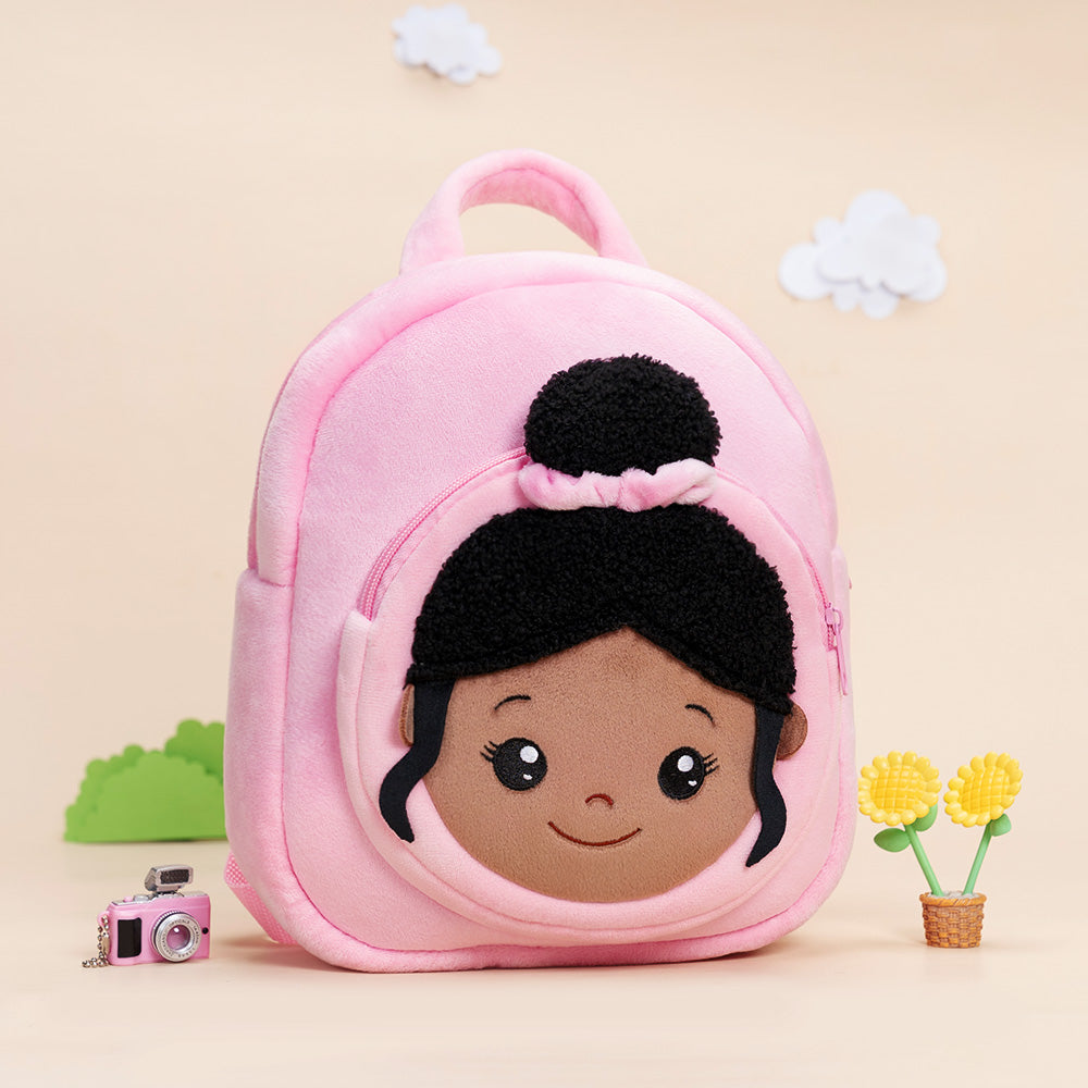 Tiefen Teint Personalisierter Plüschrucksack Rosa mit Offenen Augen