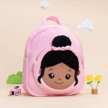 Tiefen Teint Personalisierter Plüschrucksack Rosa mit Offenen Augen