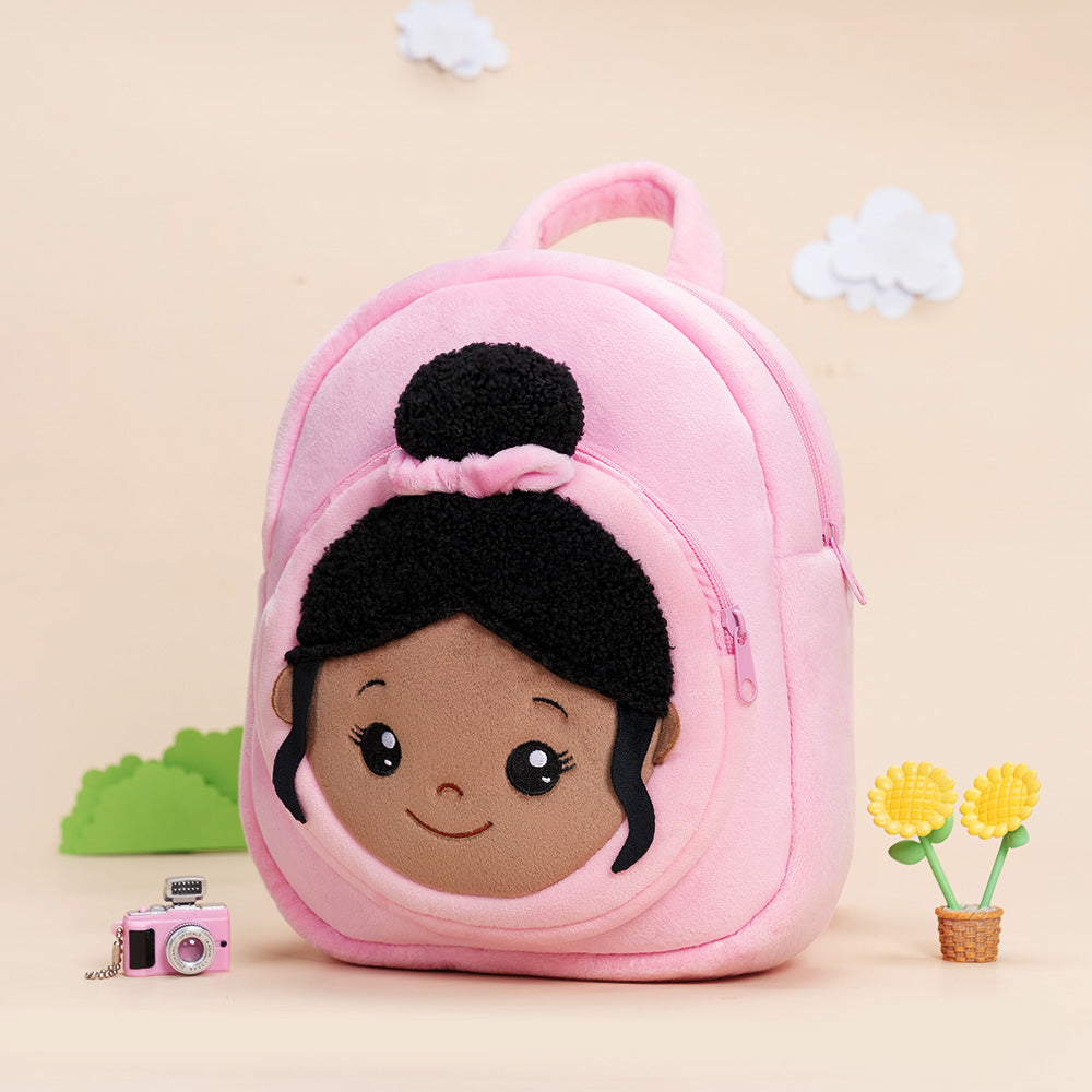 Tiefen Teint Personalisierter Plüschrucksack Rosa mit Offenen Augen