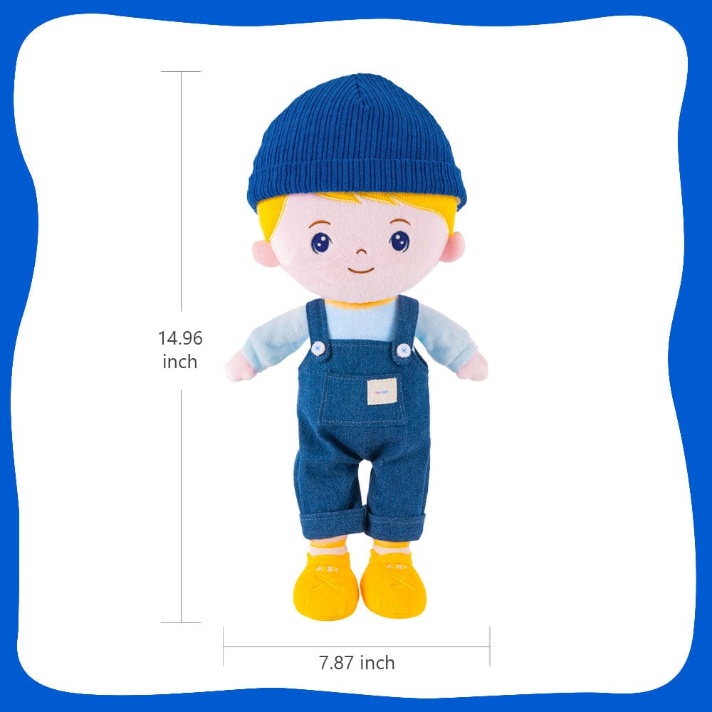 OUOZZZ Personalisierte Plüschpuppe für Jungen mit Blonde und Blaue Augen