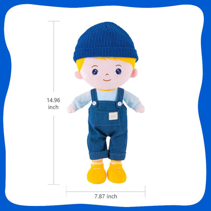 OUOZZZ Personalisierte Plüschpuppe für Jungen mit Blonde und Blaue Augen