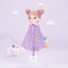 Laden Sie das Bild in den Galerie-Viewer, Lila Weiches Plüsch-Handtuch-Spielzeug mit Beißring für Babys