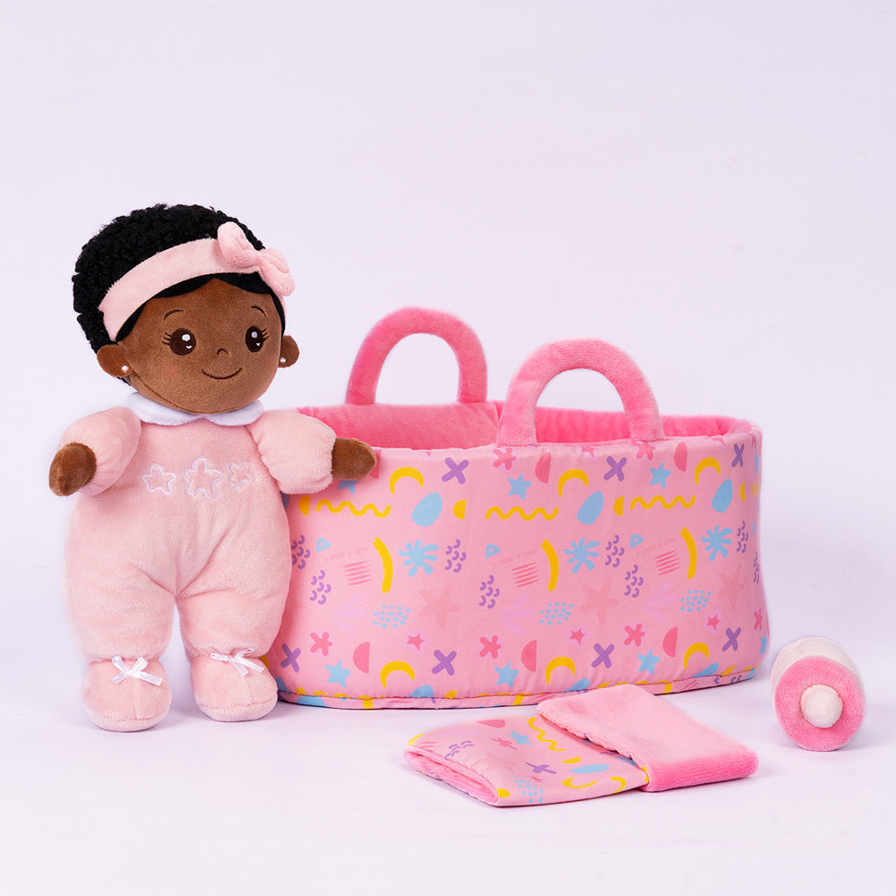 Mini Rosa Tiefen Teint Personalisierte Plüschpuppen & Geschenkset