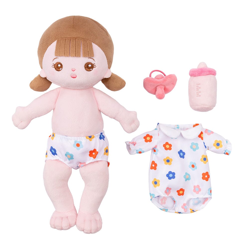 OUOZZZ Klein Weiße Personalisierte Plüschpuppen mit Offenen Augen in Sitzender Position Weiße