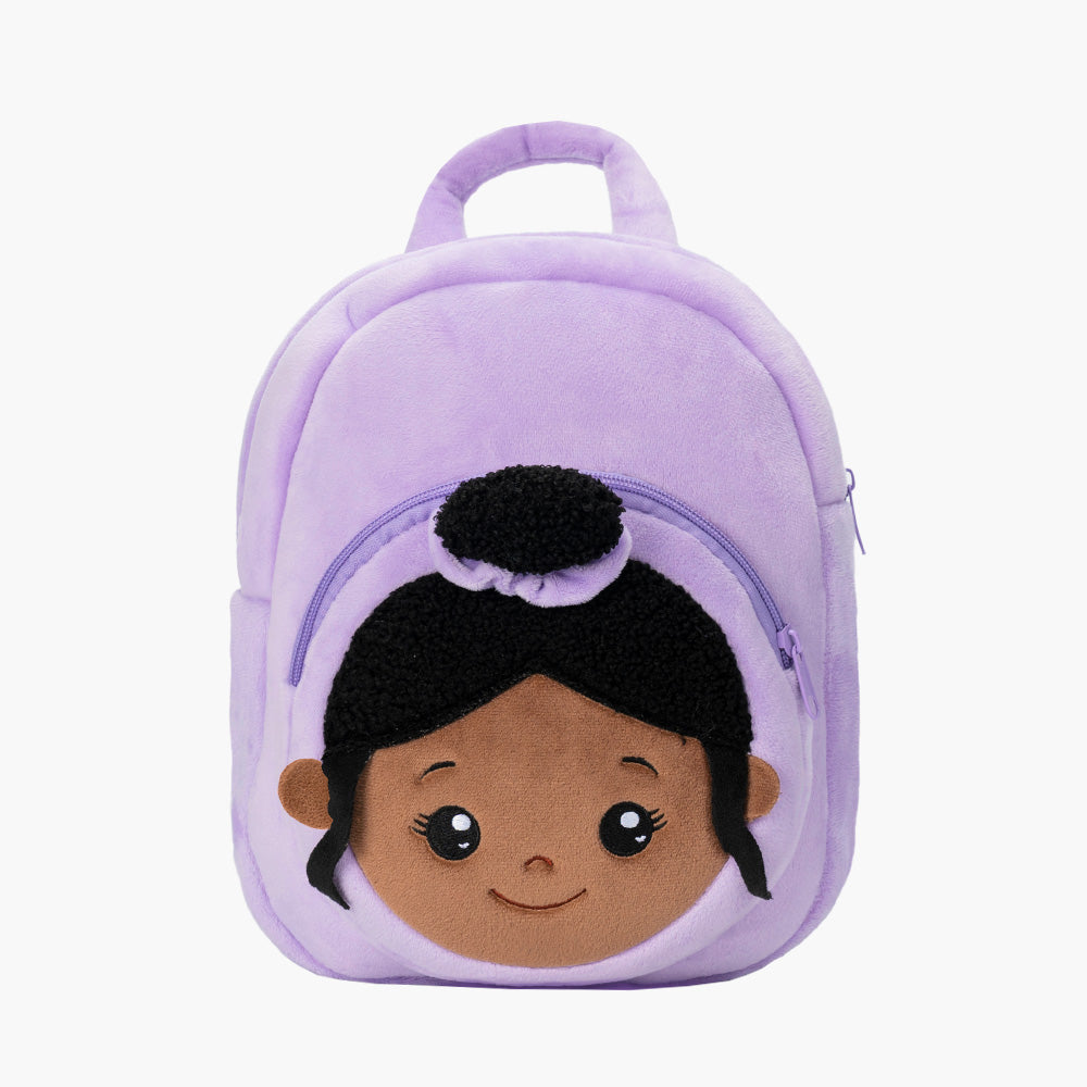 Tiefen Teint Personalisierter Plüschrucksack Lila mit Offenen Augen