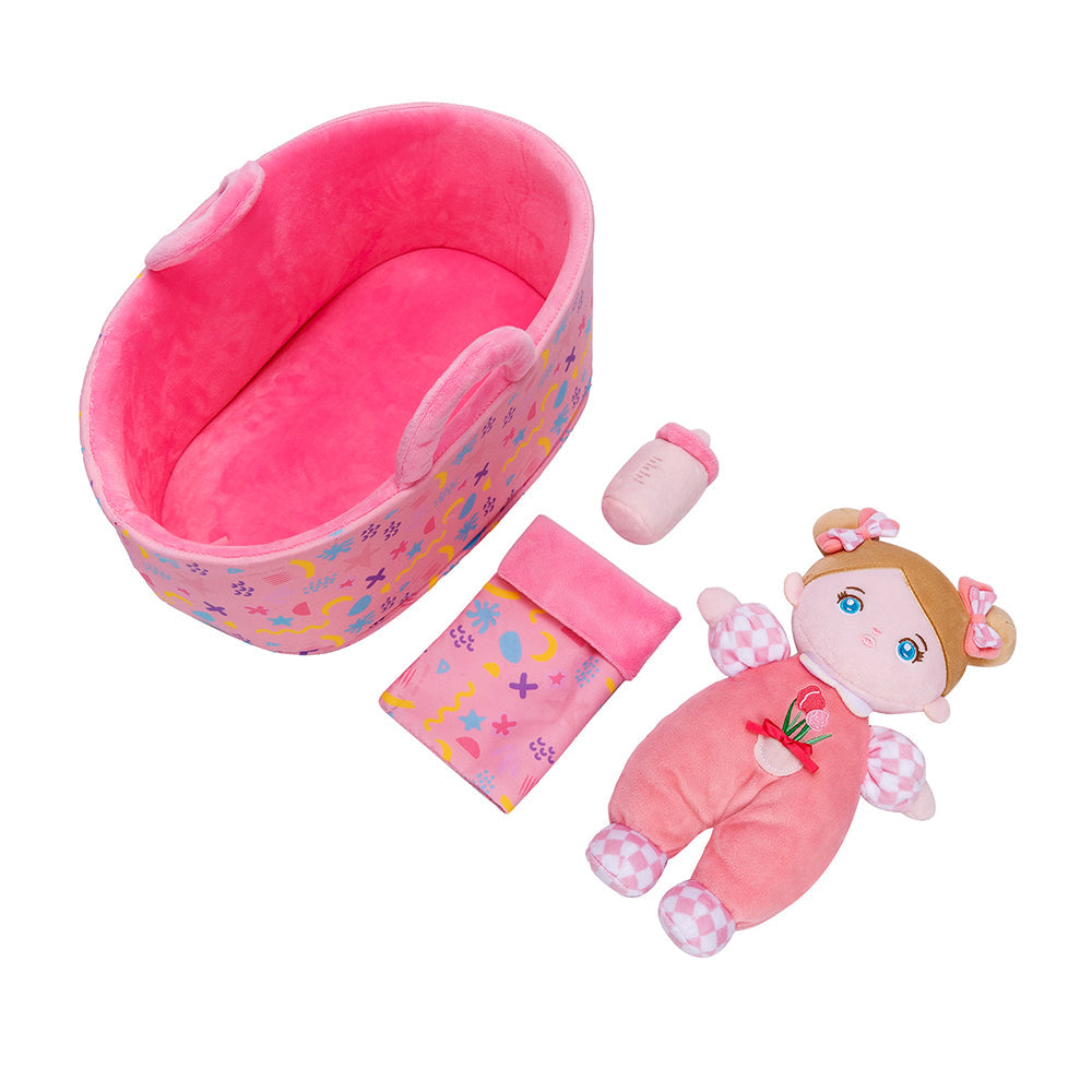Mini Personalisierte Plüschpuppen mit Offenen Blaue Augen & Geschenkset