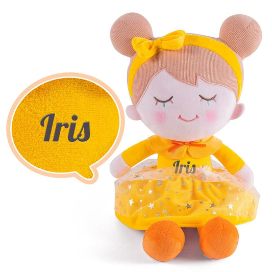 Personalizedoll Herbstmädchen gelber Rock Plüschpuppe Gelbe Puppe