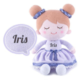 Lila Regenbogen Wimpern personalisierte Plüschpuppe