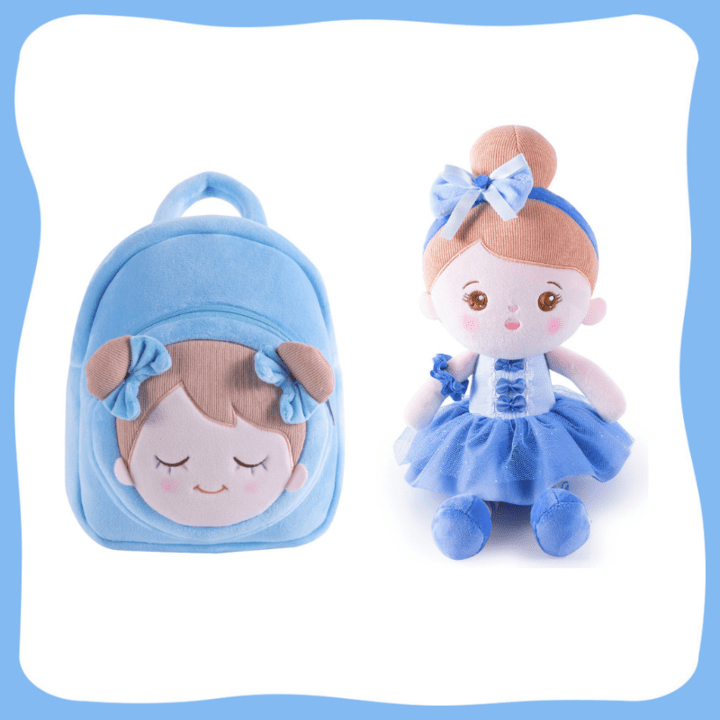 Personalizedoll Originelles Design personalisierte süße Mädchen Plüschpuppe mit Rucksack